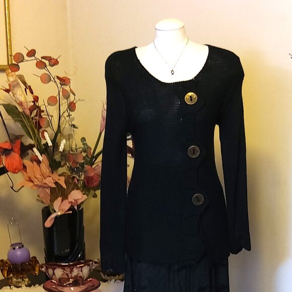 NWT Women’s Lightweight Black Cardigan Sweater Long Sleeve Button Down Outerwear - Picture 1 of 7